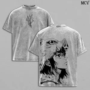 Inosuke - Demon Slayer Anime Double Printed Vintage Washed Tee Unisex Oversize Anime Manga Washed Heavyweight Cotton T-shirt, Gift For Anime Fan, Anime Lover