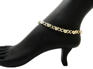Women Iced Fashion Jewelry Accessory Gold Silver plated Alloy XO Chain 10" 11" 12" Chain Bracelet Anklet