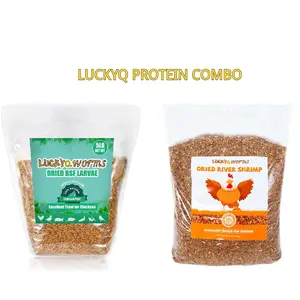 LuckyQworms Dual Protein Variety Pack — 5 lbs Dried Black Soldier Fly Larvae  + 5 lbs River Shrimp