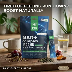 HiPlus Edible NAD+ Cell Regenerator Berry Flavor Drink, 1400mg Extra Strength Liposomal NMN with Green Tea, Astaxanthin, Urolithin A, Resveratrol, CoQ10, PQQ, Anti-Aging Dietary Vitamin Supplement for Adults, 20-Pack