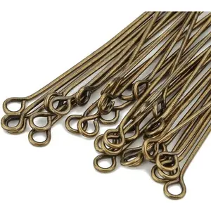 200pcs Eye Pins Eyepin 30mm (1.2 Inch) Tarnish Resistant Antique Bronze Plated Brass(Wire 0.8mm/20 Gauge) for DIY Craft Jewelry Making CF153-30