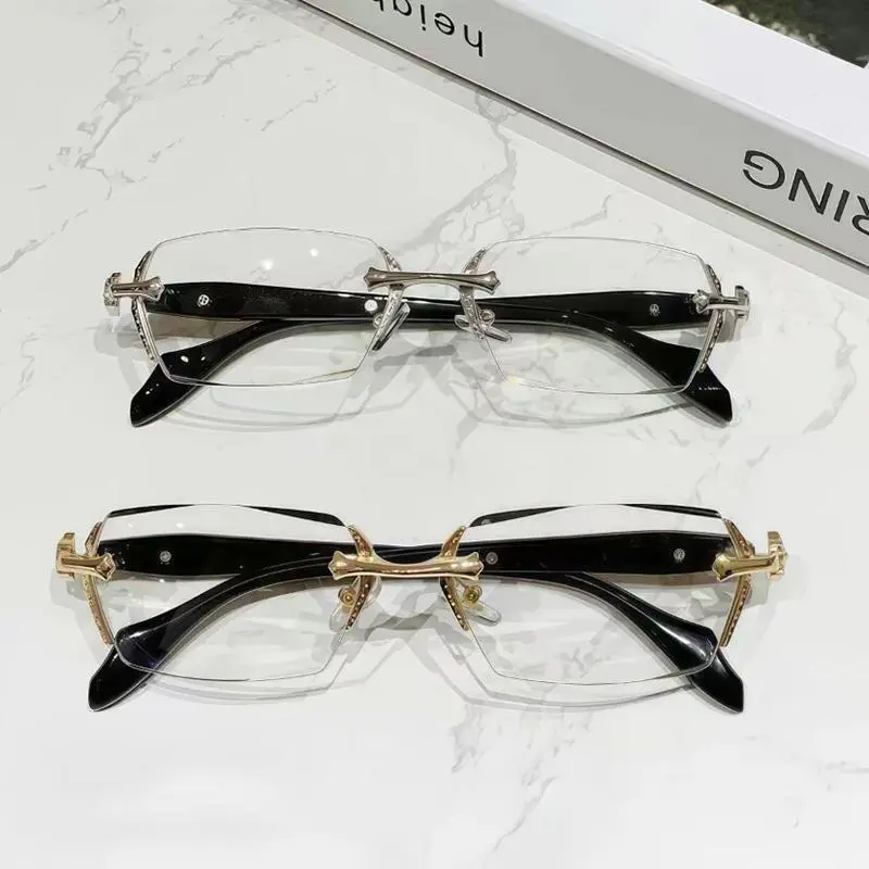 EunoiaLens Rimless High Quality Eyewear, Frameless Vision Glasses with Clear Lenses,Diamond-Cut Edges, Stainless Steel Fashion Temple Decor, Unisex Adults' Accessories for Daily Use, Mens Gifts. summerwins,summerwins