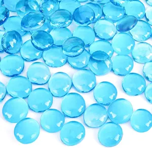 1LB Flat Glass Marbles, Light Blue Decorative Marbles for Vases Aquarium Pebbles Fish Tank Rocks Vase Fillers DIY Crafts Table Scatter Decor