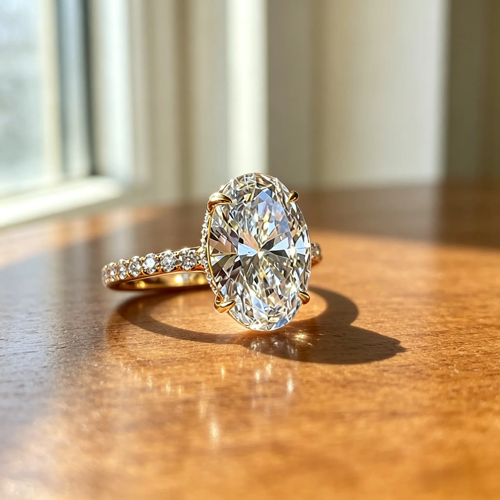 Elegant Gold Oval Cut CZ Engagement Ring for Women, Pavé Band Wedding Ring, Ideal Bridal & Valentine's Gift, Elegant Ring, Rings For Women