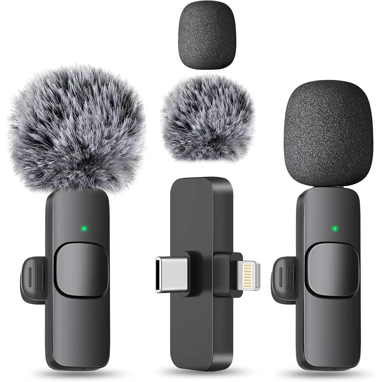 Wireless Mini Microphone for iPhone, iPad, Android Phone - Bluetooth Lavalier Lapel Mic for Video Recording - Clip on USB C Microphones for YouTube Tiktok Podcast Vlogging