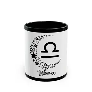 Libra Zodiac Black Mug - Astrology Coffee Cup, Horoscope Gift for Libra, Astrology Lover's Drinkware, Matching Tea Mug, Personalized Star