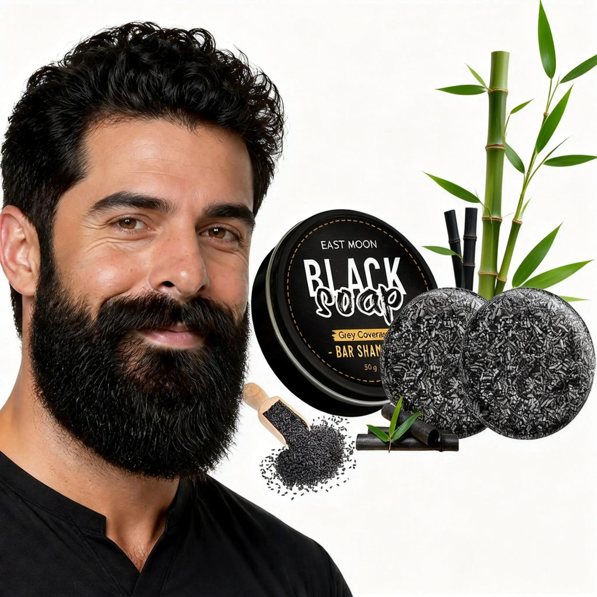 1/2PCS Men’s Hair Shampoo Soap – Natural Gray Hair Reverse Bar – Deep Cleaning & Nourishing Shampoo Bar for Men – Moisturizing Hair Care, Dark Hair Shine, Soothing & Sustainable Cleansing Solution Conditioner Haircare Glossy Cleanser Haircare Cleanser