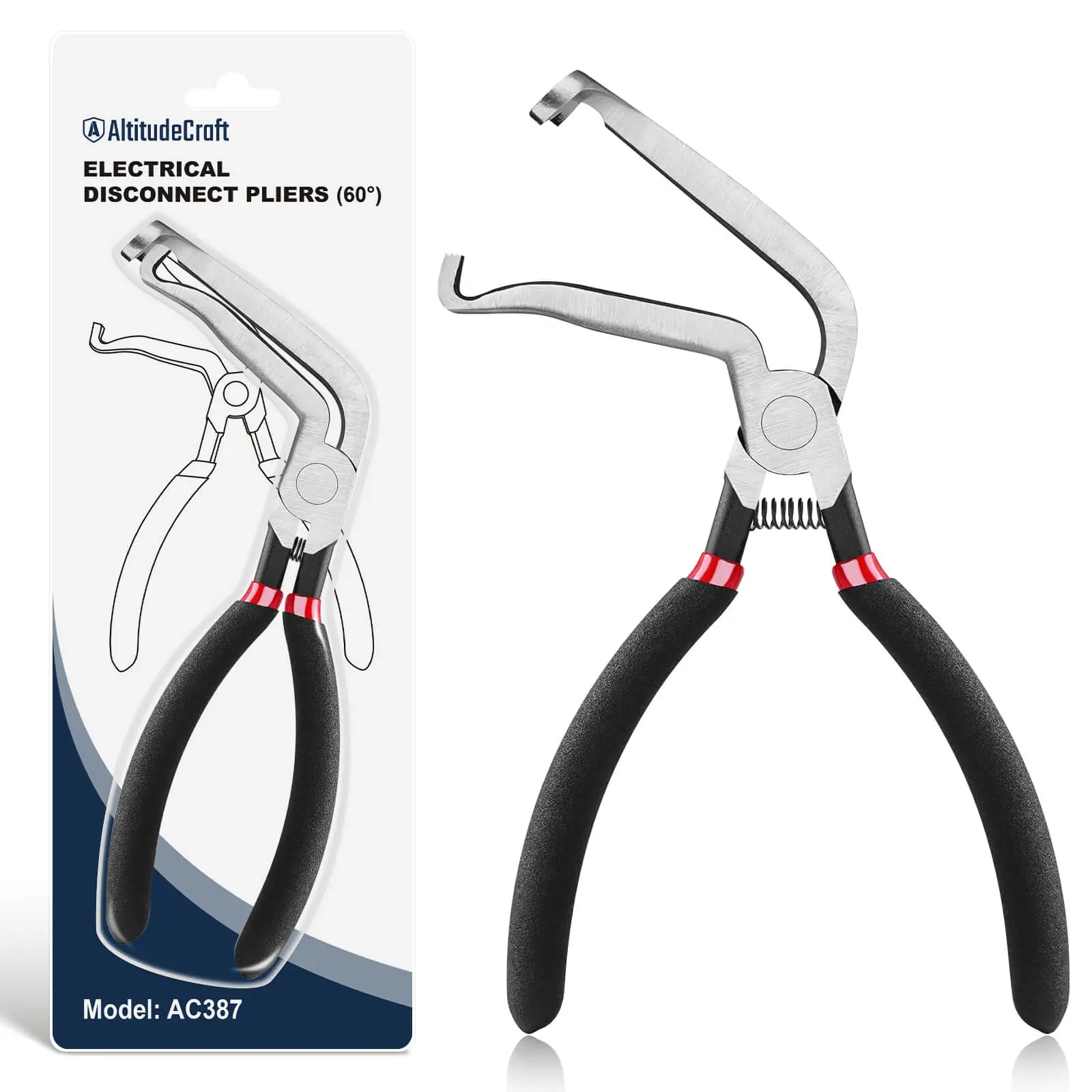 AltitudeCraft 60° Angled Electrical Disconnect Pliers, Auto Connector Release Tool for Car Fuel Injectors, MAF Sensors & Coils, Fuel Line Disconnect Tool, Mechanic Gifts for Men
