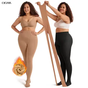 OEAK Womens Fleece Lined Tights Leggings Plus Size Thermal Warm Thick Opaque Tights Tummy Control High Waisted Pantyhose