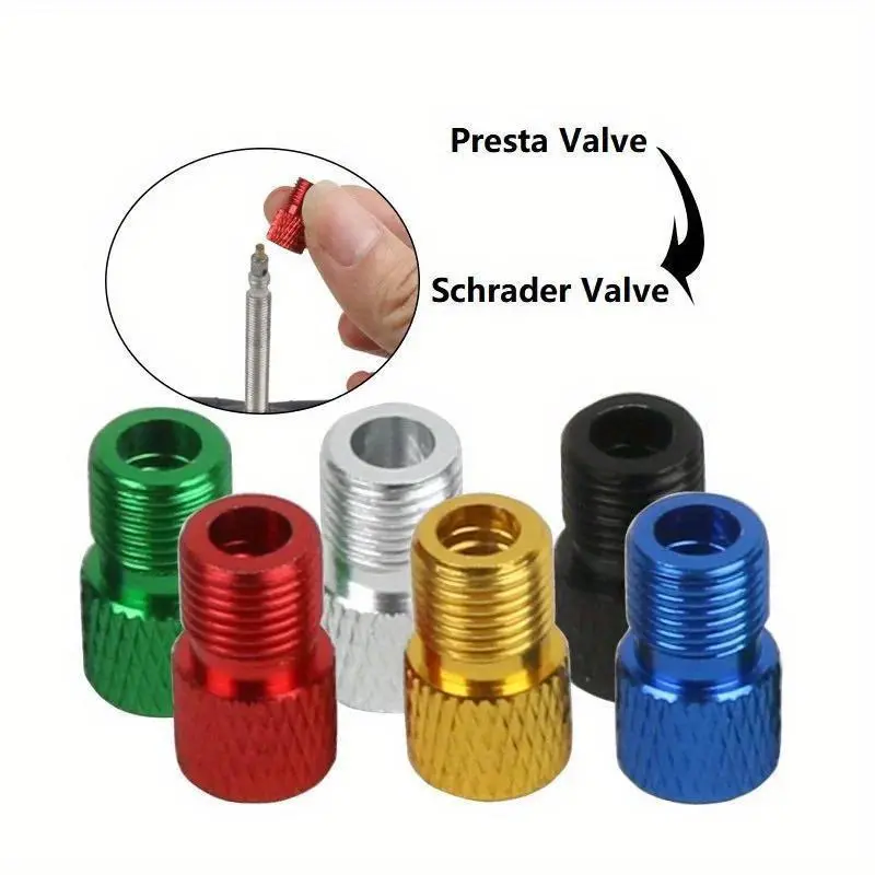 4PCS Aluminum Alloy Bike Valve Adapter Convert Presta To Schrader Valve Bicycle Pump Air Nozzle Tube Tools Bicycle Accessories Fitting Tools
