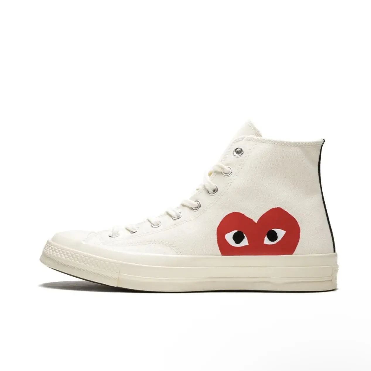 NIKE Converse Chuck Taylor 70 Hi x Comme des Garçons PLAY White, Men's Cushioned Vintage Canvas Hi-Top Athletic Trainers, Sports Shoes, Trendy Trainers