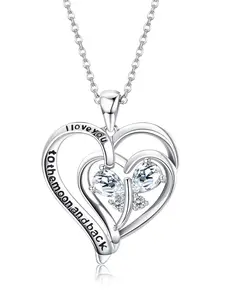 1 Pc Silvery Classic Double Heart Necklace for Women Men Stunning Forever Love-inspired Design Dazzling Swarovski Crystals Romantic Glamorous Visual Effect Symbolic Double Heart Shape Great for Valentine’s Day Wedding Anniversaries Engagements