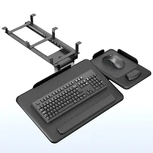 Under Desk Tilting Keyboard Tray with Independent Mouse Pad