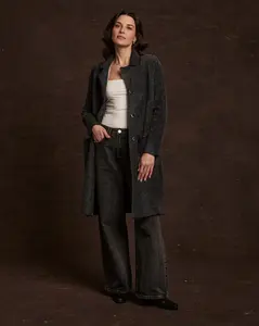 Women's Plush Herringbone Coatigan in Black
