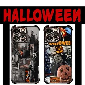 Michael Myers Horror Halloween Devil Evil Pattern Electroplated TPU Casing For iphone 16 15 14 13 12 11 X XS PRO PLUS MAX Four Corners Anti-Fall Transparent Soft Silicone Gift Shockproof Protection Anti-Drop Protective Protector Phone Cases Shell Cover