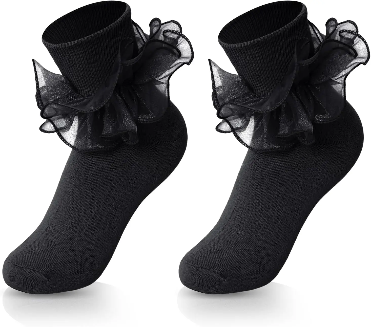 Women Ruffle Frilly Ankle Socks, Comfortable Cute Princess Dress Socks with Ruffles