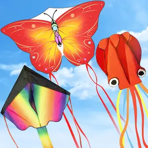 3 Pack Large Kites, Large Butterfly Kite, Colorful Delta and Red Octopus for Girls Boys Ages 4-8, 8-12, Adults7