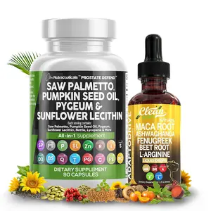 Clean Nutra Hormone Balance & Prostate Support Duo | Saw Palmetto, Pumpkin Seed Oil, Maca Root, Ashwagandha & More for Men’s Health & Vitality [Prostate Defend Capsule + Adapto Drive Liquid Drop]
