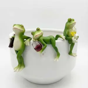 Resin Frog Ornament Decoration Whimsical Playful Design for Flower Pots Indoor Garden Decor Fairy Style Gift for Frog Lovers Women Small Stocking Stuffer
