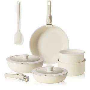 12 Pcs Pots and Pans Set with Detachable Handle, Induction Cookware, Dishwasher Oven Safe, Granite Non-Stick Kitchen Appliances