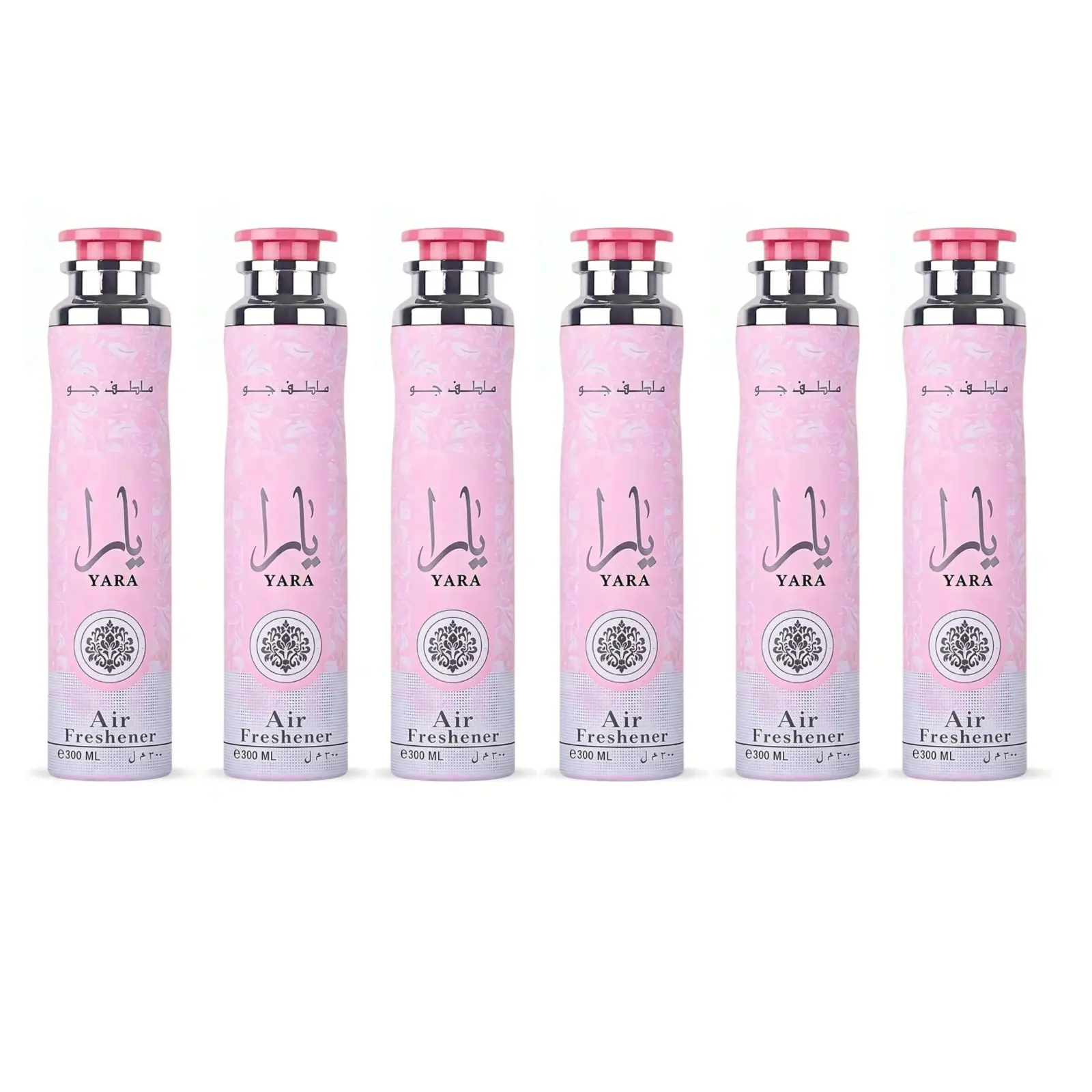 Lattafa Yara Air Freshener 6-Pack Bundle Set - Floral Fruity Amber Scented, 300 ML Home & Car Fragrance Spray, Flower, Home Fragrance Decor