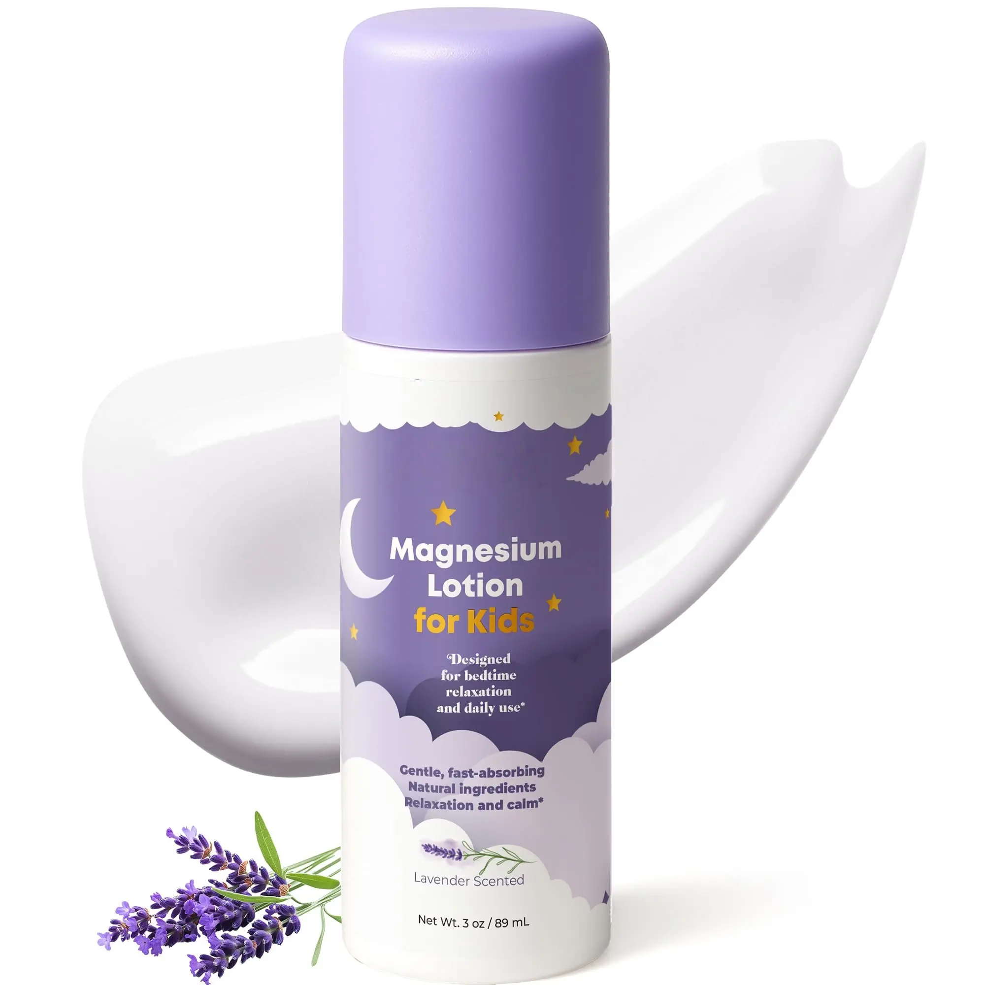 Magnesium Lotion for Kids - Bedtime Sleep & Relaxation Calming Cream with Lavender for Juniors Babies - Soothing Relief & Relaxation Baby Magnesium Topical Night Body Rub Without Melatonin, 2 And Up, Argan Oil, Bedtime Relaxation