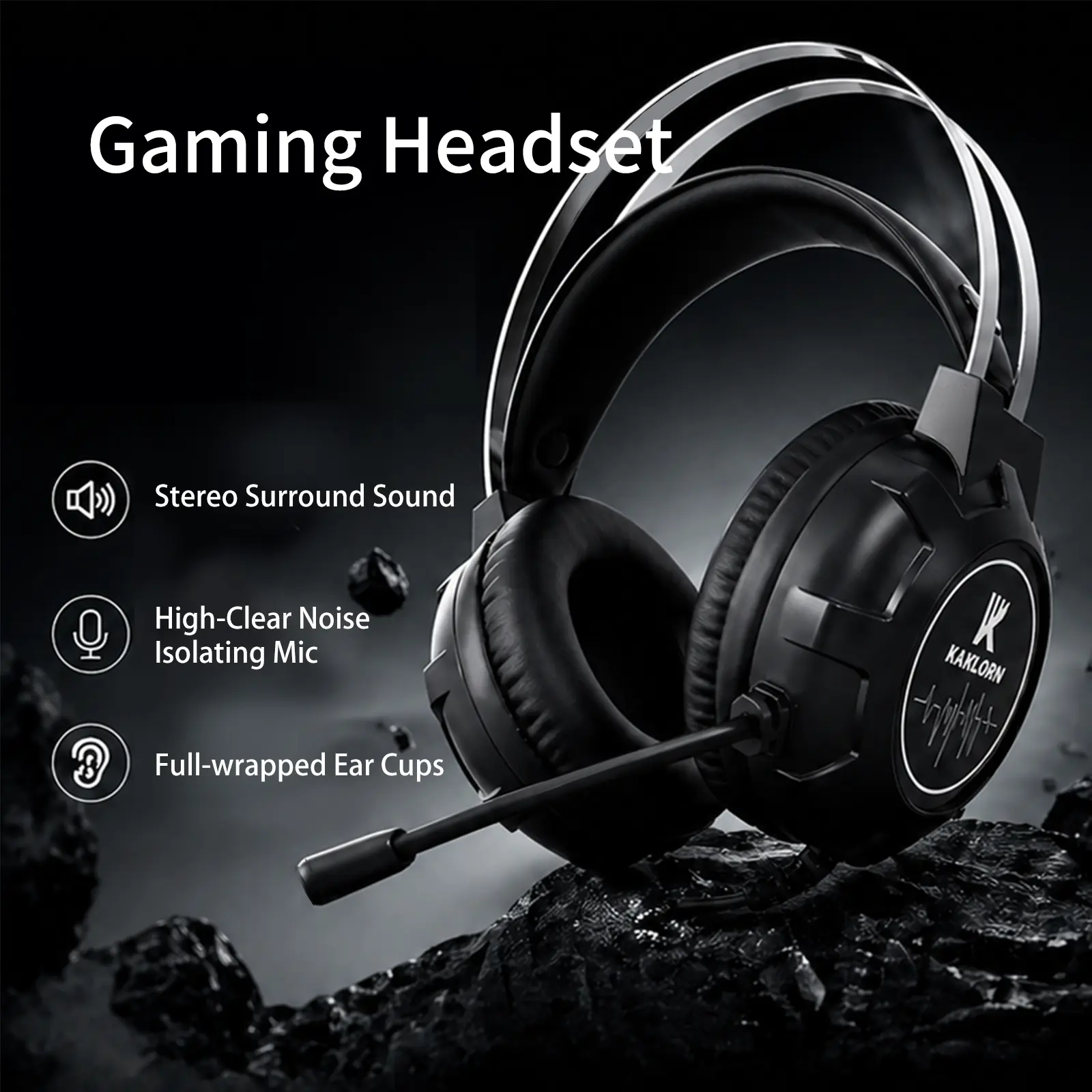 PC Gaming Headset, Stereo Surround Sound, High-Clear Noise-Isolating Mic, Full-Wrapped Ear Cups for Enhanced Audio Experience Over