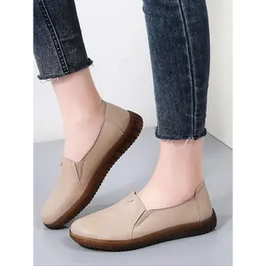 (New)Women's Solid Color Slip on Walking Shoes, Casual Comfortable Flat Shoes for Daily Wear, Lightweight Breathable Shoes for Women & Girls(Gift)11