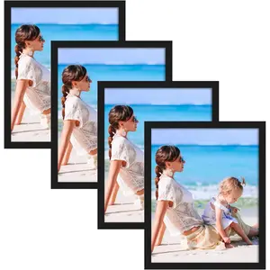 8x10 Magnetic Picture Frames for Refrigerator, 4 Packs 8 By 10 Picture Frame with Self-Adhesive Backing for Glass Window Door Cubicle Tile Wall, Black