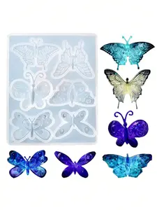 1pcs 3D Butterfly Silicone Resin Mold, 6 Different Styles, Earrings Necklace Brooch Jewelry Mold, DIY Pendant Handmade Accessories, Handicraft, Beading Making