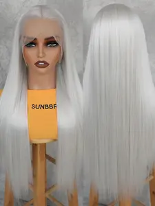 Aodbar hairs Platinum Blonde Long Straight Lace Front Wig 13*4 HD Transparent Lace Wig Long Silky Straight Platinum Wig for Women Blonde Wig for Daily Use,Party and Cosplay