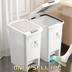 Obsessed! Waterproof Odor-Proof Trash Can, Just Step to OpenSo SatisfyingHousehold Silent Soft-Close Trash Can: Press/Step Dual Modes, Ideal for Kitchen & Bathroom