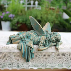 Elegant Winged Fairy Statue, Resin Sleeping Pose Figurine, Vintage Style Outdoor Decor, Garden Sculptures Statues, Balcony Window Sill Ornament, Christmas Garden Decoration