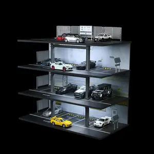 Hot Diecast Wheels Display Case with LED Light- 1/64 Scale Die-cast Model Car Organizer, Hot Diecast Wheels Parking Garage Dioramas with 20 Parking Spaces