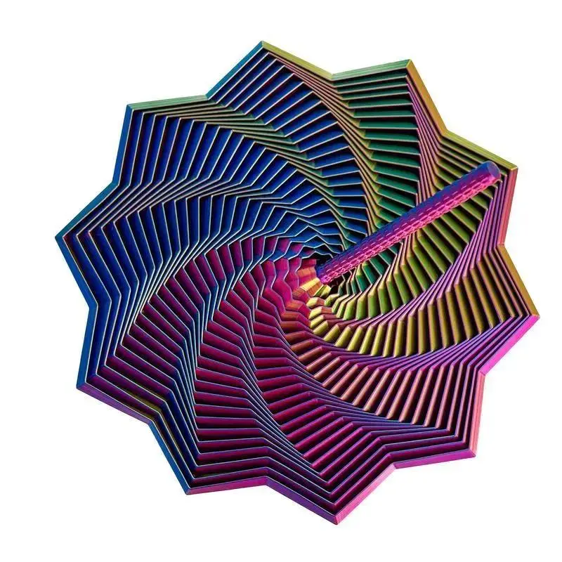 [Free Gift Included] 3D Printed Expanded Sensory Fidget Star, New Stress Relief Sensory Whirling Spiral with Handle, Very Satisfying Sight and Sound with Hypnotizing Visual Fidget Toy