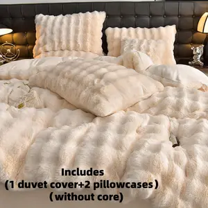 Fuzzy Duvet Cover Set, Comfy Bed Sets, 3 Counts/set Including 1 Duvet Cover & 2 Pillowcases without Filler, Soft Comfortable Winter Bedding Set for Home Bedroom