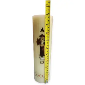 Cirio Pascual 1 Kilo Corto 10"Tall×3"Thick Paschal Candles Vela de Cera Jesucristo Resucitado Candle for Church Devotional