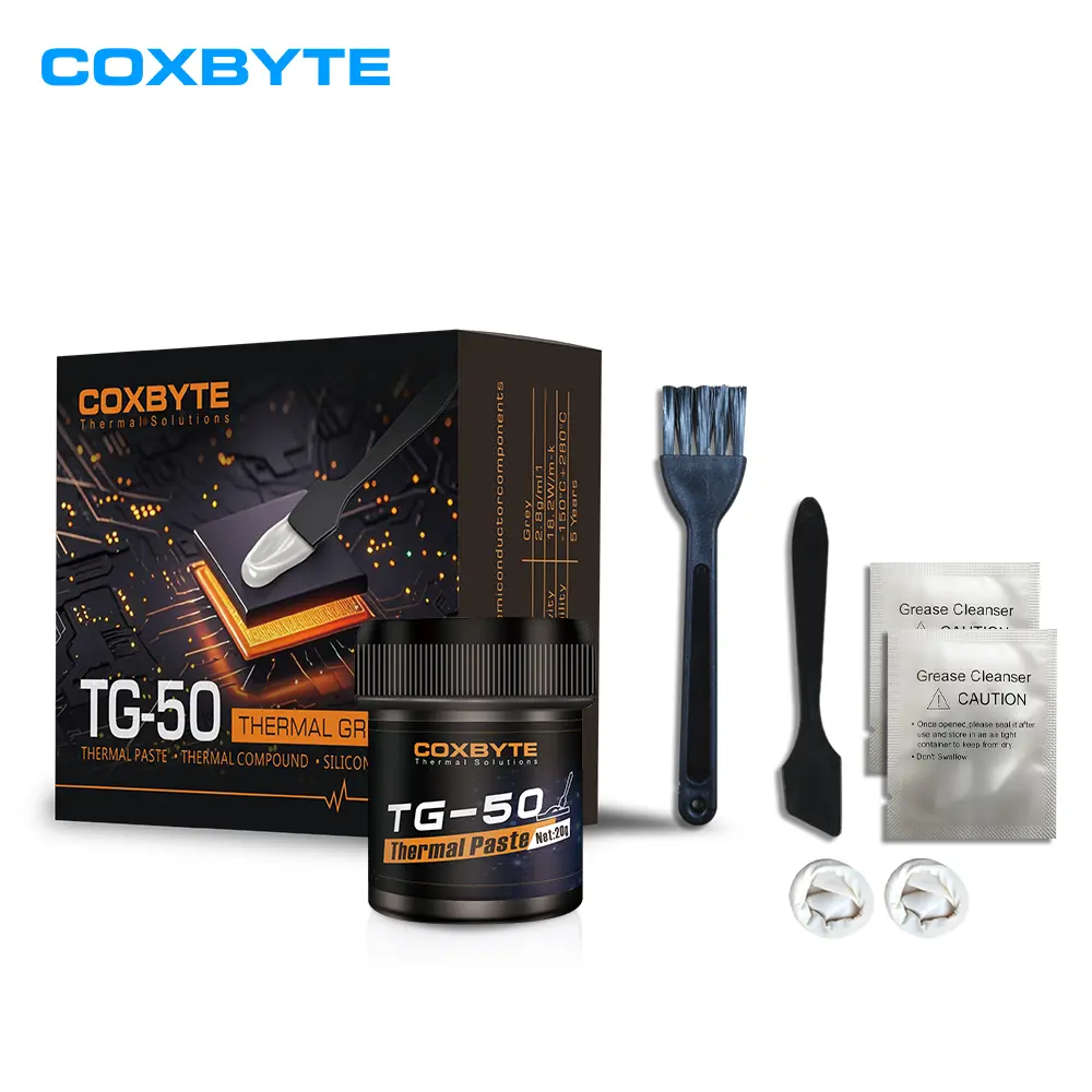 TG-50 Thermal Paste, 18.2W/m-K High Thermal Conductivity, Big Size，Non-Conductive Thermal Grease for CPU/GPU/Laptop/Server, 5+ Year Longevity, 20g Syringe with Spatula & Cleaning Wipes