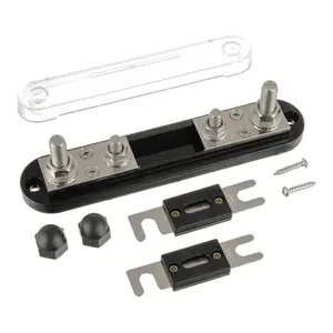 ANL Fuse Holder with 400 Amp ANL Fuse, ANL Fuse Block with 2 Pieces 400A ANL Fuse, M10 Stud Terminals Maximum Current 750A, for Trucks, Cars, Ships, etc.