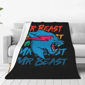 Mr Beast Blanket Ultra-Soft Flannel Fleece Warm Throw Quilt Anime Blanket Couch Sofa Bed Living Room Cartoon Blanket For Kids Adults Gift 80"X60"