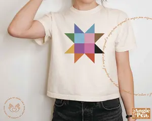 Subtle Pride Subtle Queer Pride Subtle Gay Pride Lgbtqia Pride Quilt Square Boxy Crop Top Comfort Colors