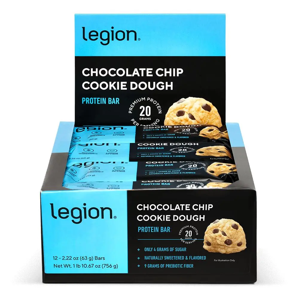 Legion Protein Bars - Chocolate Chip Cookie Dough - Box of 12