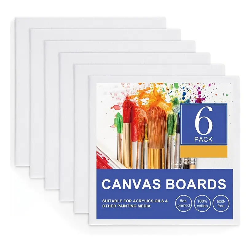 Set of 4 Canvas Boards for Painting, Acid-Free Blank Panels Ideal for Art Classes & Parties, Perfect for Artists & Beginners, Art Craft Supplies, Art Materials