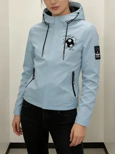 Women's Hooded Windbreaker Jacket Two Color Options Soccer Ball Breakthrough Print Stylish Eye Catching Loose Slimming Fit Youthful Sporty Street Style Versatile Daily Wear Comfortable Lightweight Breathable Machine Washable Cool Fashion Outerwear