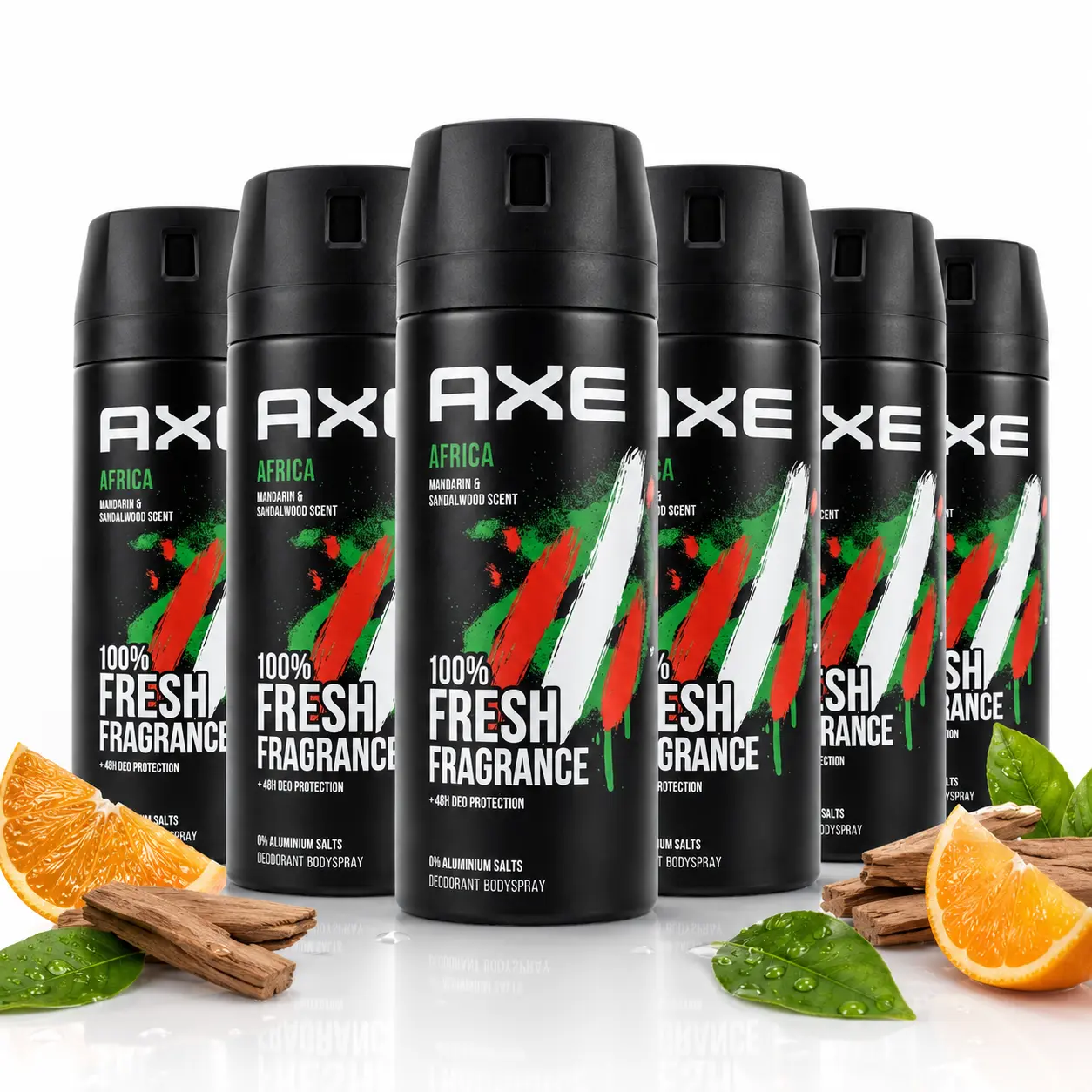 AXE Africa Deodorant Body Spray for Men, 48H Odor Protection, Aluminum-Free Daily Aerosol, Mandarin & Sandalwood Scent, 5 oz, 3-Pack