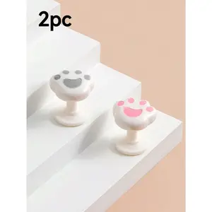 2 Pcs Cat Paw Toilet Button Presser, Cute Cartoon Toilet Flap Lifter, No-Contact Hygienic Flushing Helper, Decorative Accessory for Home Bathroom & Toilet