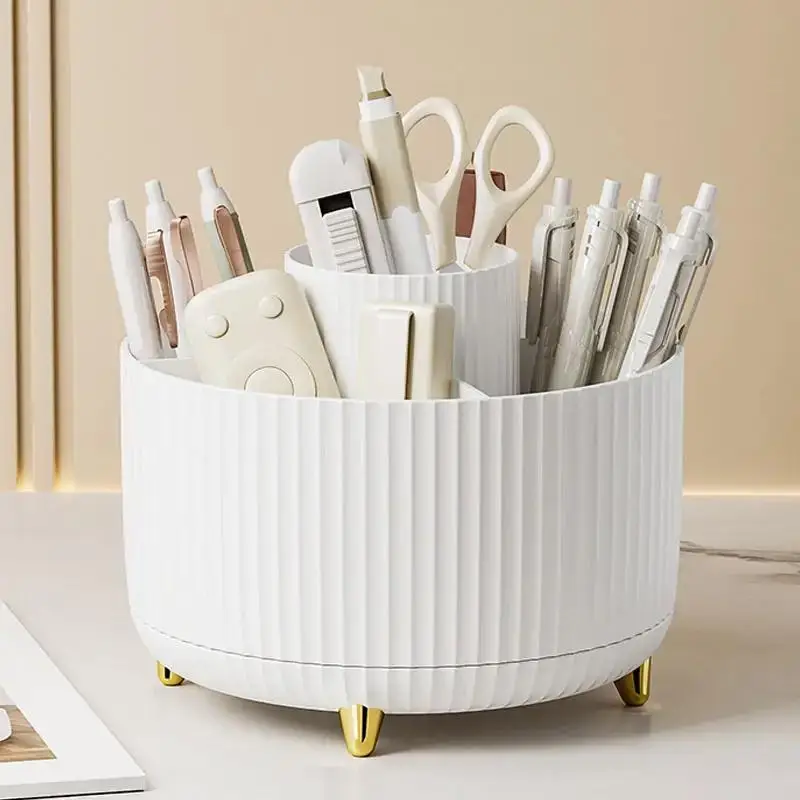 Rotatable Pencil Holder, 5-grid Makeup Organizer, Girlfriend Gifts, Dresser Desktop Storage Box, Office Stationery Storage Box, Summer Gift