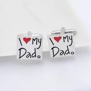 Jewelry Father's Day Gift I Love Dad Love Letters French Cufflinks and Sleeve Studs