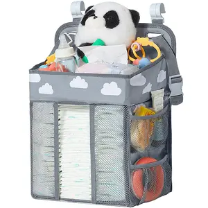 Baby Diaper Storage Bag Large Capacity, Multifunctional Diaper Bag, Bedside Hanging Organizer for Baby Crib and Stroller, Essential Baby Care Accessories