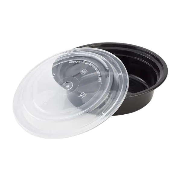 150 sets - 16/24/32/48oz PP Plastic Microwavable Round Food Containers & Lids, Black 150 sets - 16/24/32/48oz PP Plastic Microwavable Round Food Containers & Lids, Black